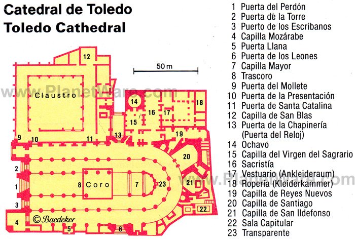 Toledo Cathedral - Floor plan map