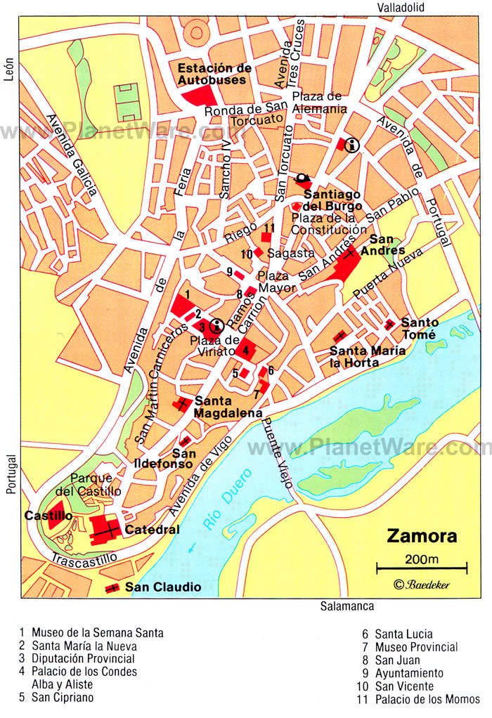 Zamora Map - Tourist Attractions