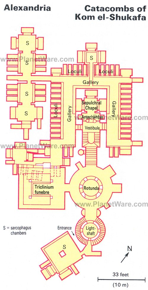 Catacombs of Kom el-Shukafa - Floor plan map