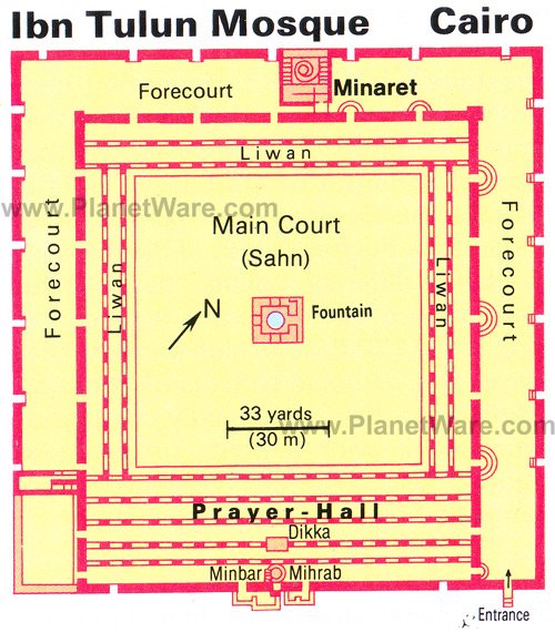 Ibn Tulun Mosque - Floor plan map
