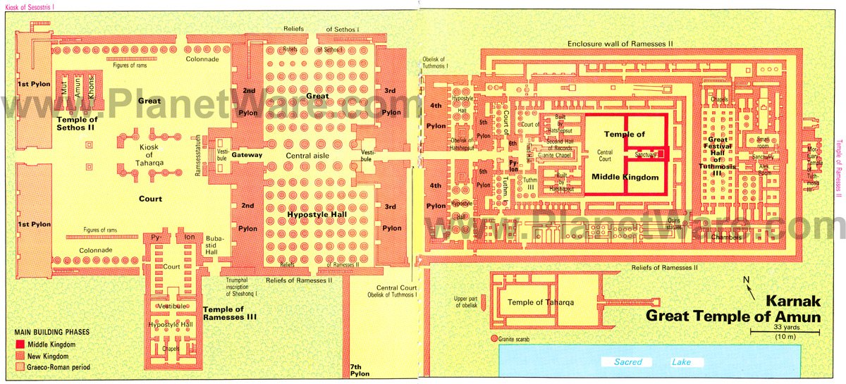 Karnak - Great Temple of Amun - Floor plan map
