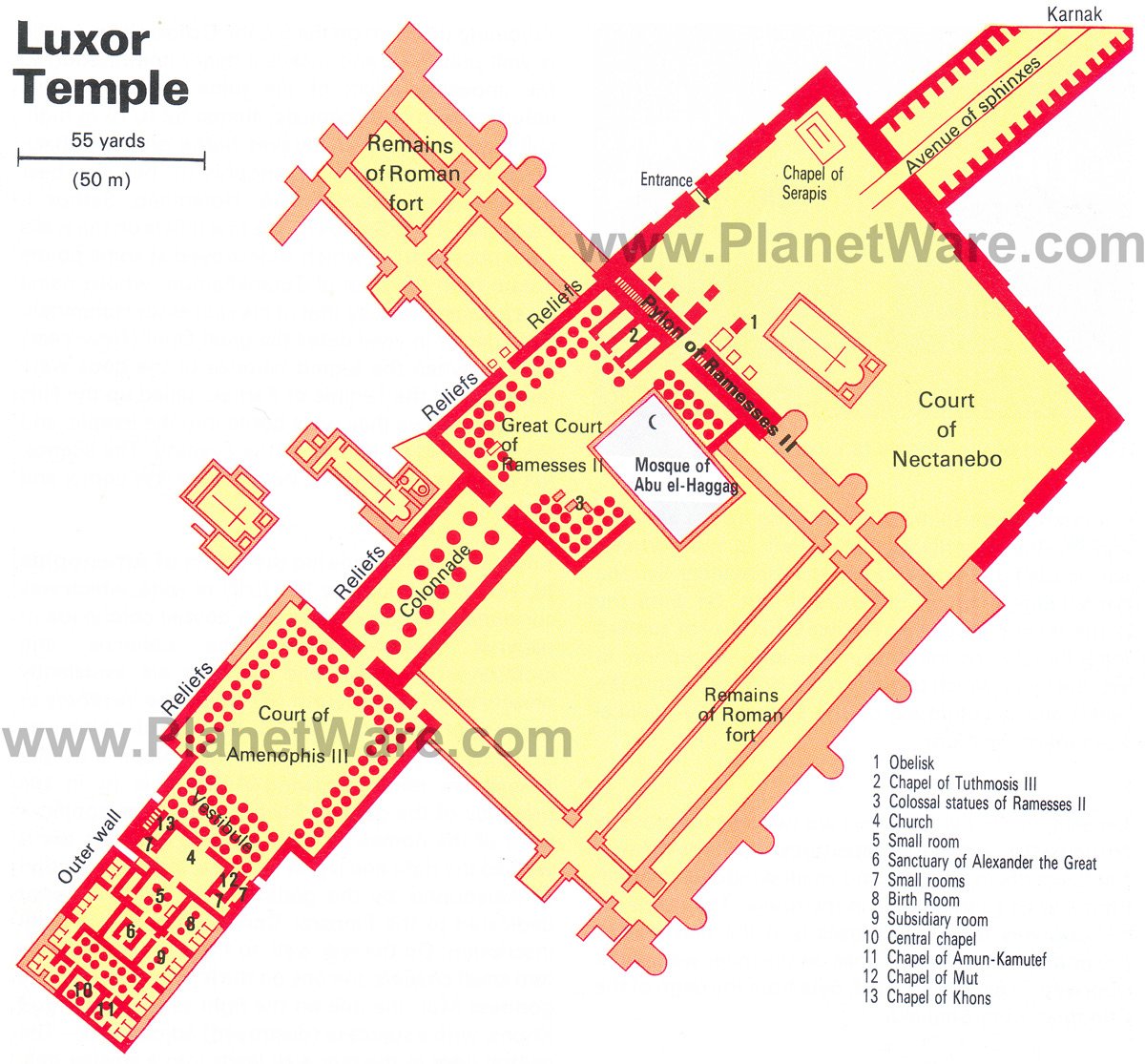 Luxor Temple - Floor plan map