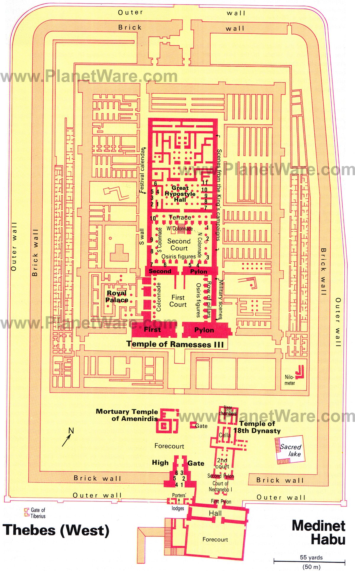 Medinet Habu - Floor plan map