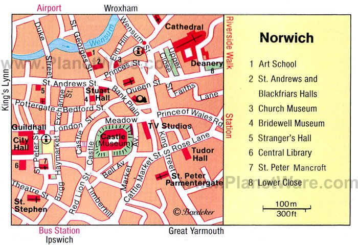 Norwich Map - Tourist Attractions