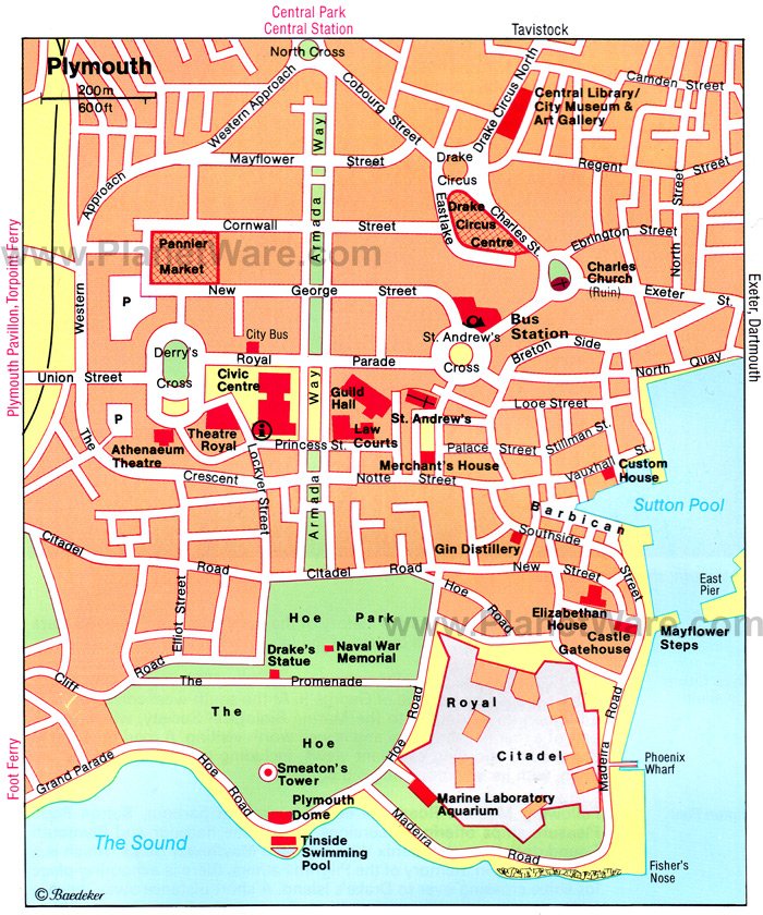 Plymouth Map - Tourist Attractions