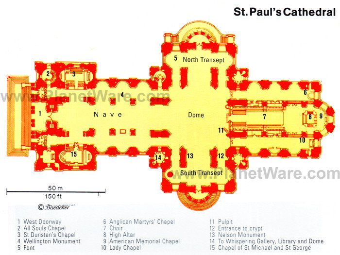 St Paul's Cathedral - Floor plan map