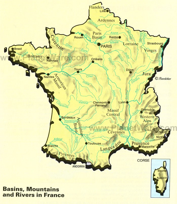 map of france with rivers and mountains Map Of Basins Mountains And Rivers In France Planetware map of france with rivers and mountains