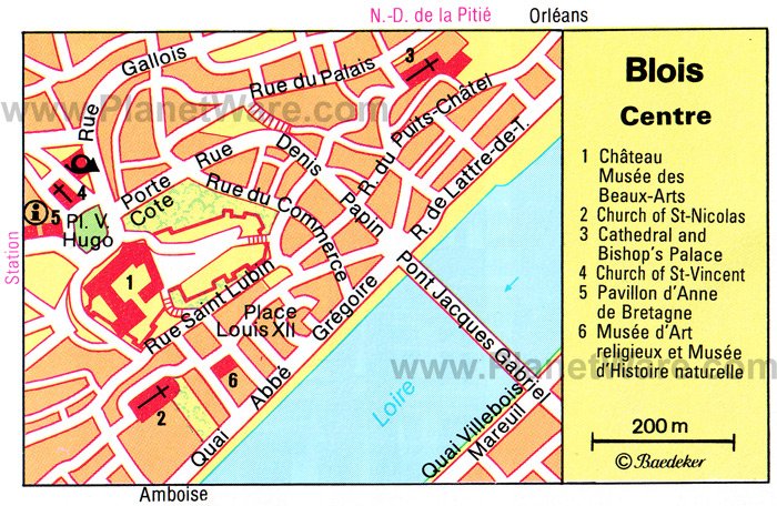 Blois Center Map - Tourist Attractions