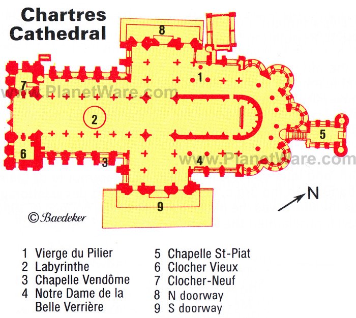 Chartres Cathedral - Floor plan map