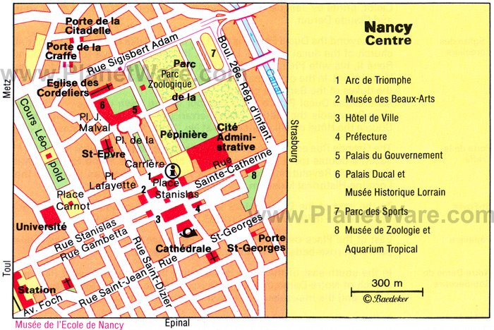 Nancy Center Map - Tourist Attractions