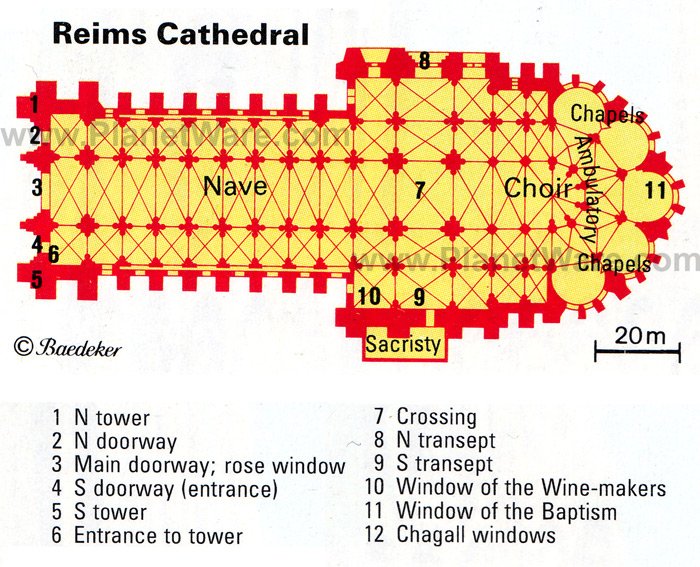 Reims Cathedral - Floor plan map
