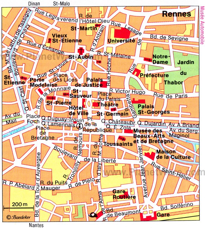 Rennes Map - Tourist Attractions