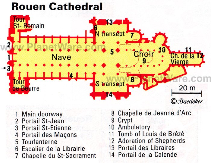 Rouen Cathedral - Floor plan map