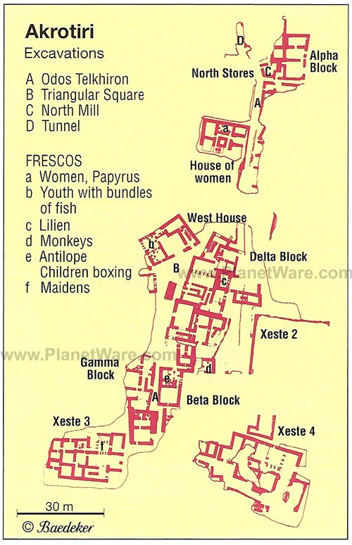 Akrotiri Map - Tourist Attractions