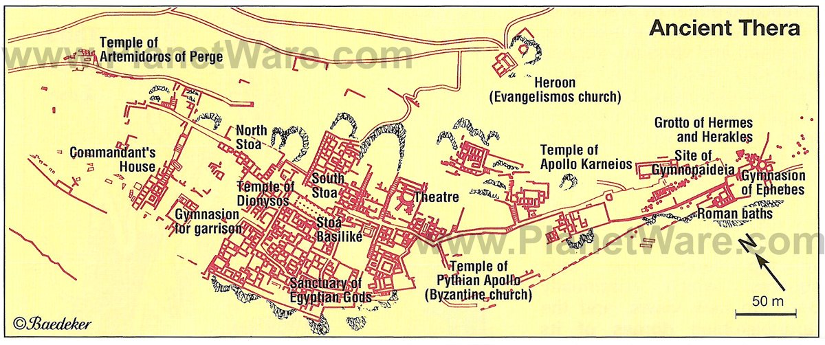 Ancient Thera - Site map