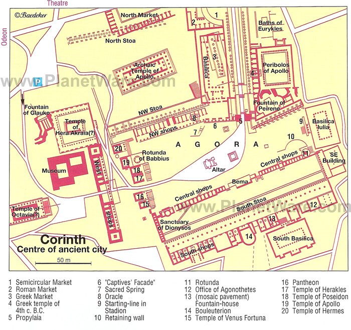 Corinth - Center of an Ancient City Map - Tourist Attractions