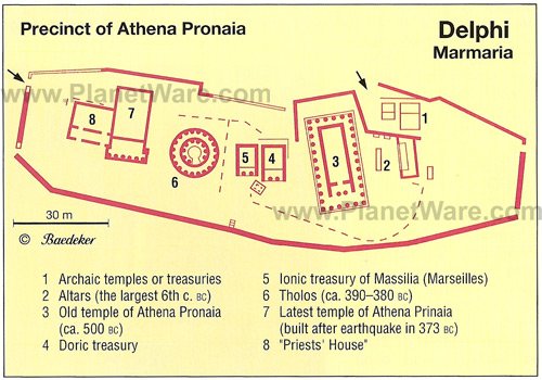 Delphes - Quartier d'Athéna Pronaia - Plan du site