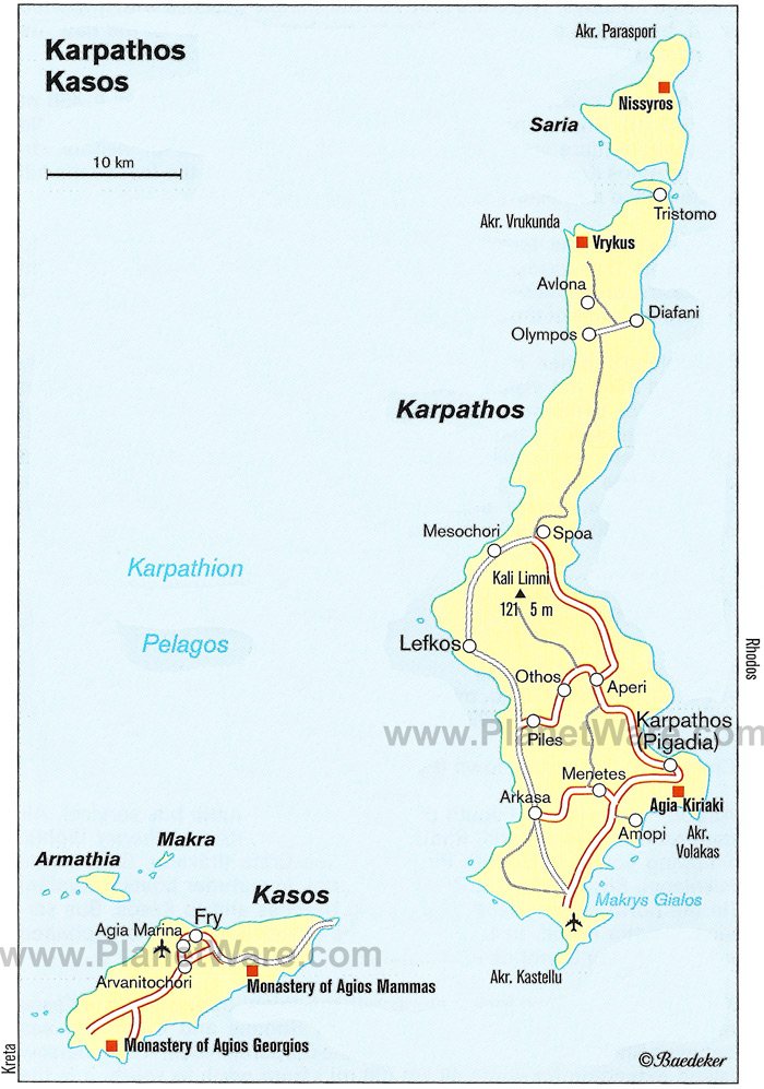 Karpathos Kasos map - Tourist attractions
