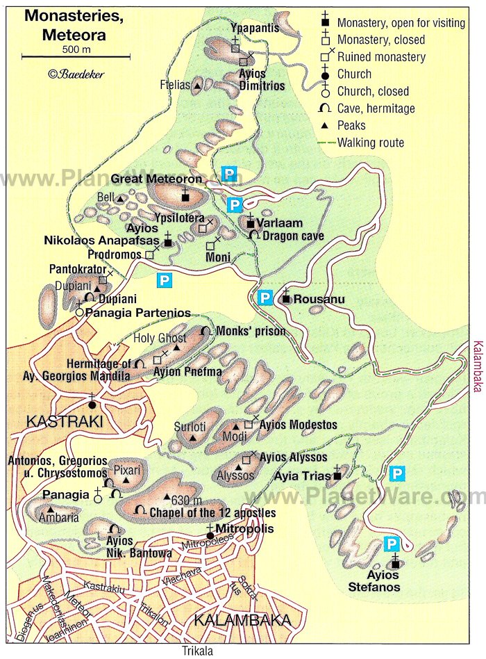 Monasteries, Meteora - Map