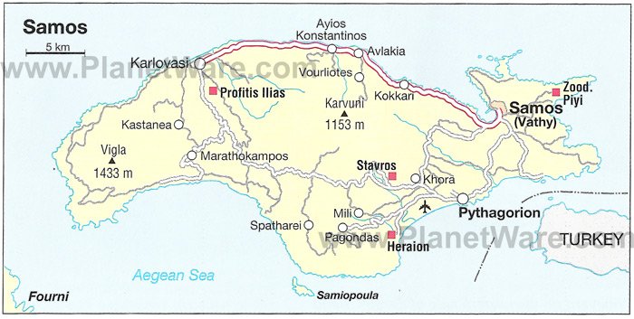 Samos Map - Tourist Attractions