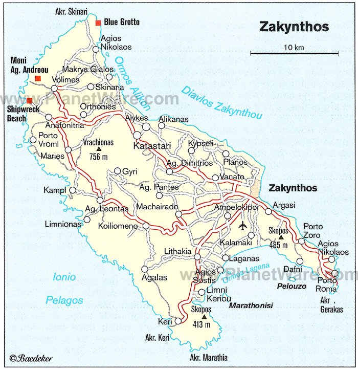 tourist map of zakynthos