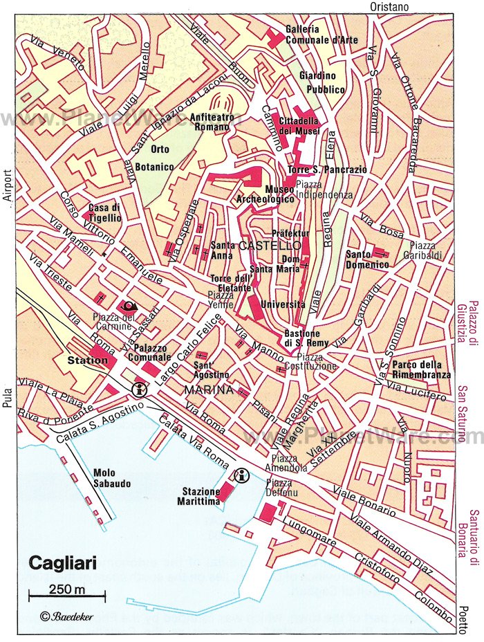 Mappa Cagliari - Attrazioni turistiche