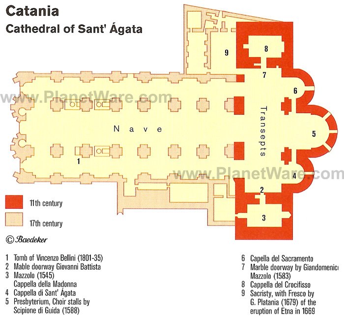 Catania - Cathedral of Sant' Ágata - Floor plan map