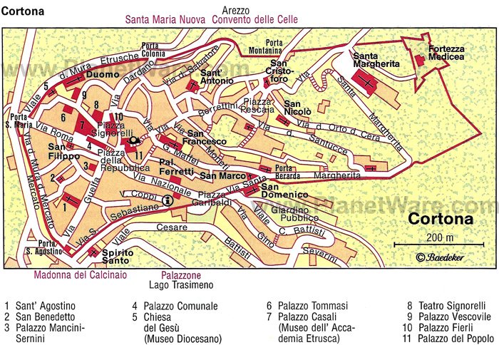 Cortona Map - Tourist Attractions