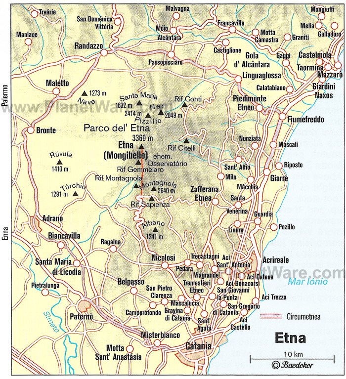 Etna Map - Tourist Attractions