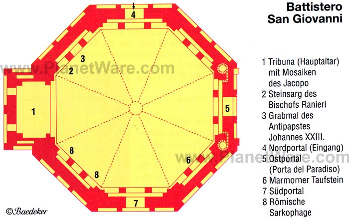 Florence - Battistero San Giovanni Baptistry - Floor plan map