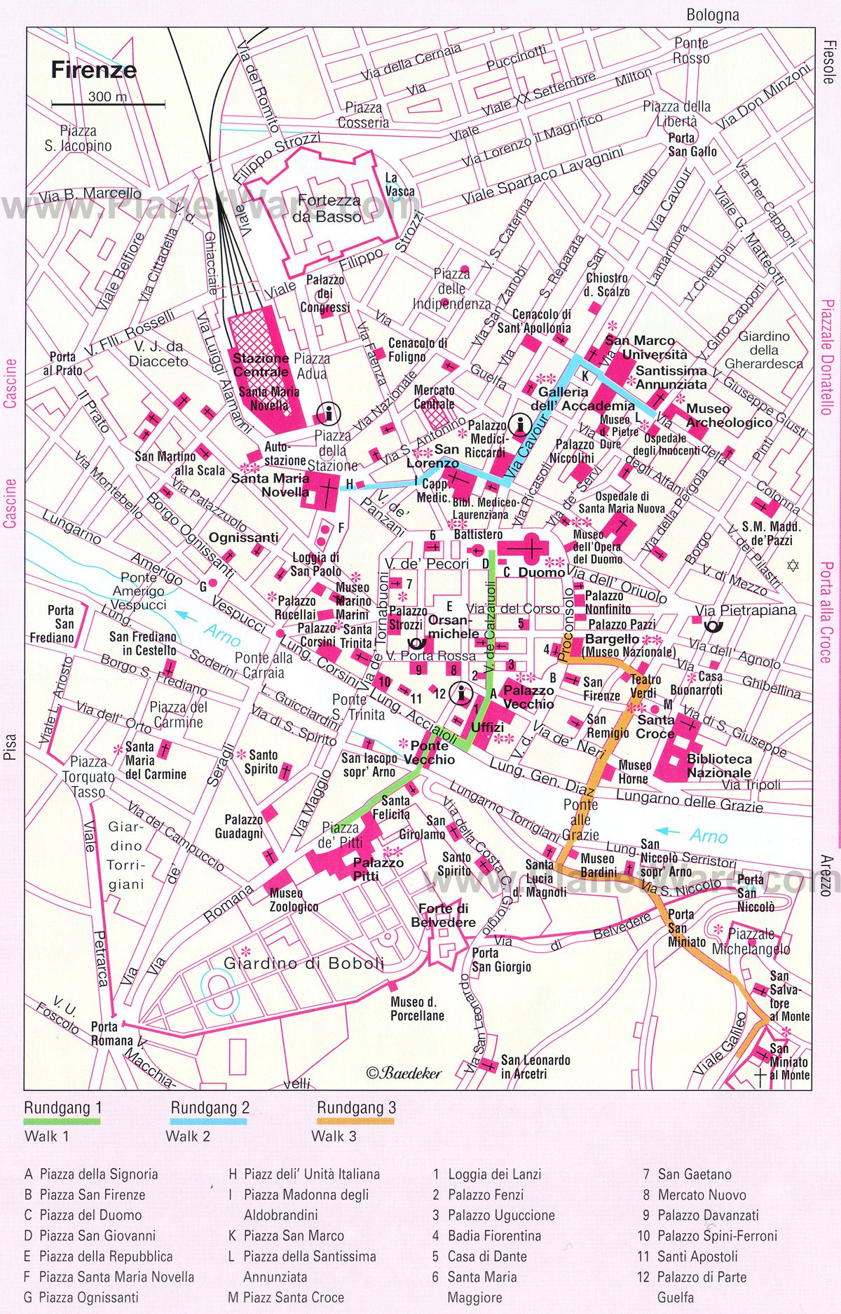 Florence Walking Tours Map - Tourist Attractions
