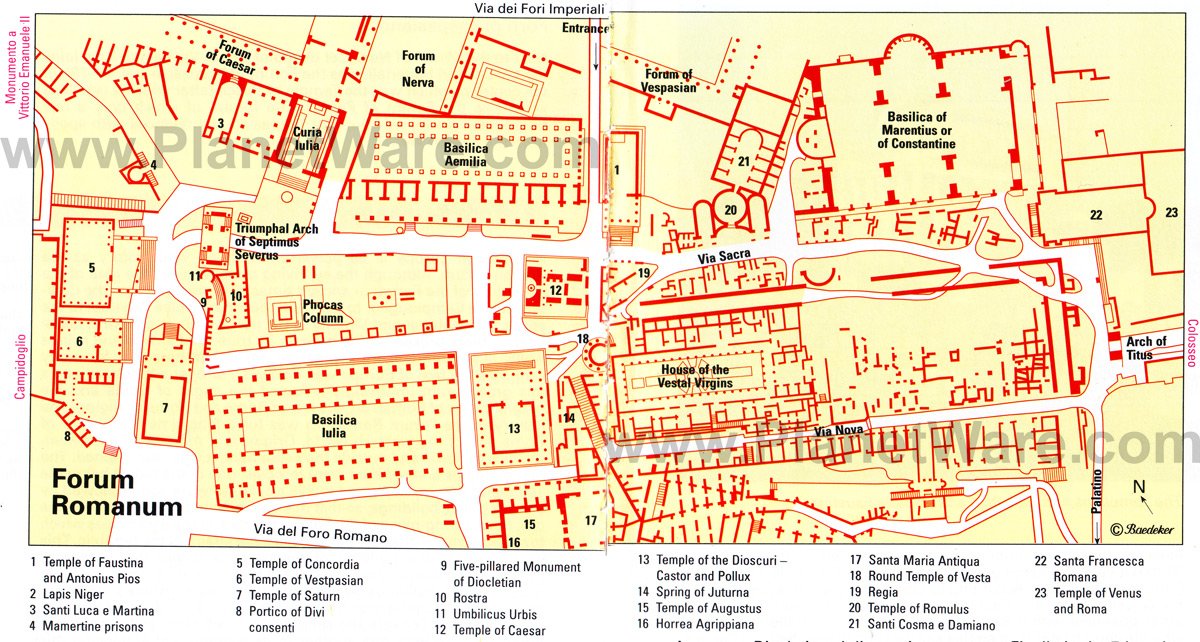 Forum Romanum - Site map