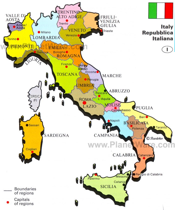 Map Of Italy Republic Planetware