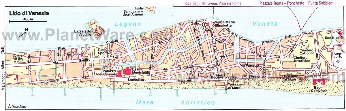 نقشه Lido Di Venezia - جاذبه های گردشگری