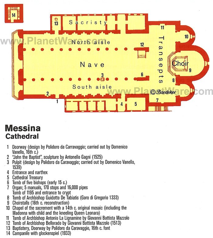 Messina Cathedral - Floor plan map