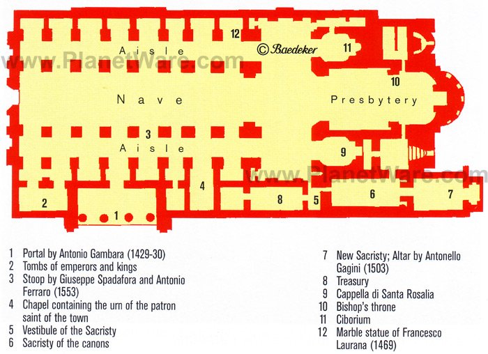 Palermo Cathedral - Floor plan map