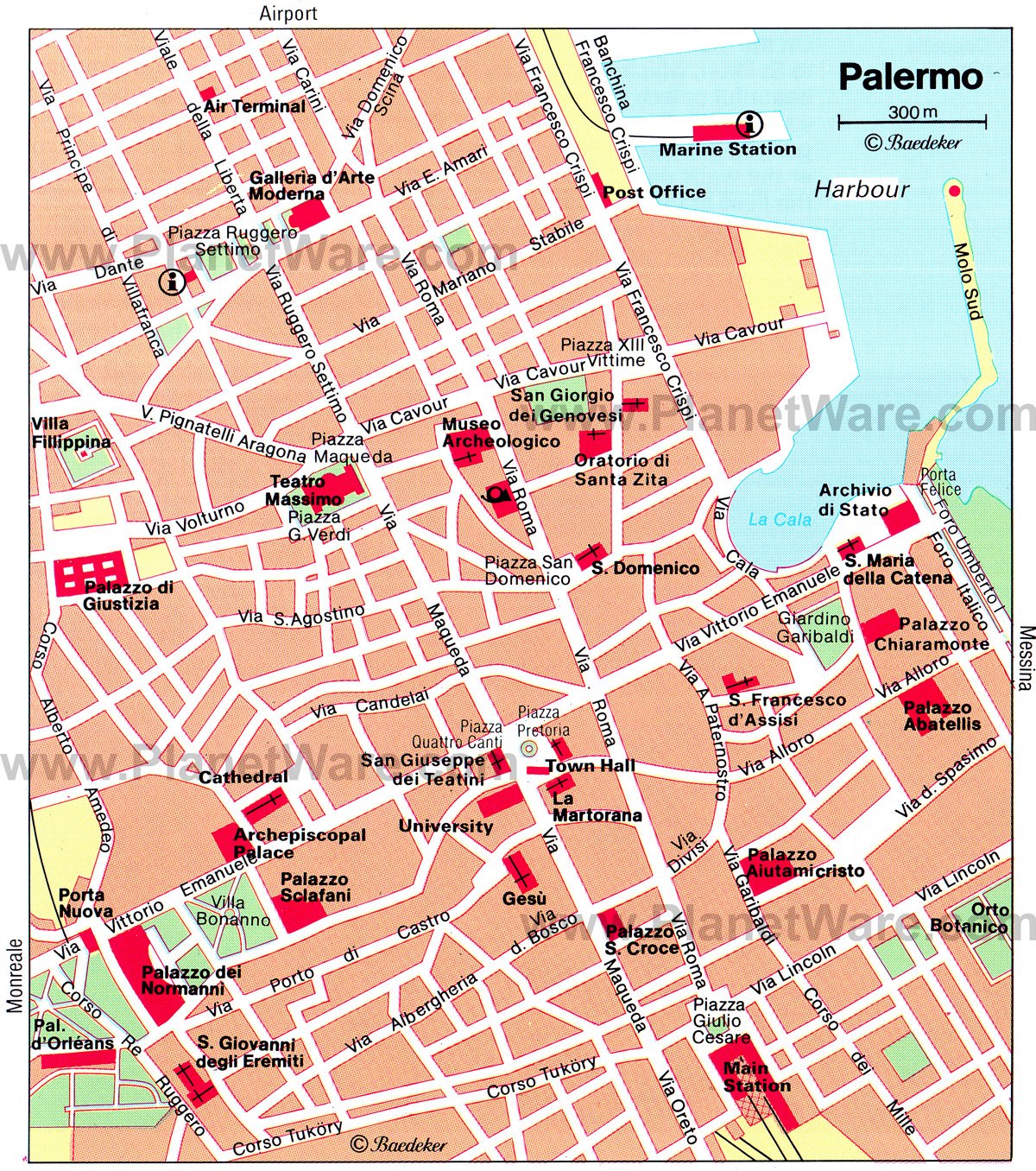 Palermo City Center Map - Tourist Attractions