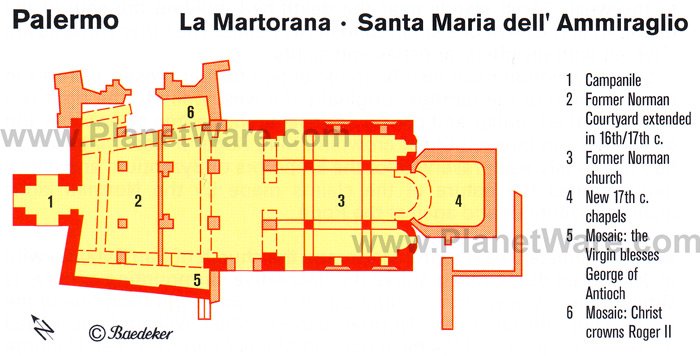 La Martorana (Santa Maria dell'Ammiraglio) - Floor plan map