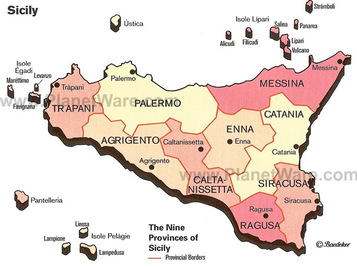 Mappa Sicilia - Attrazioni Turistiche