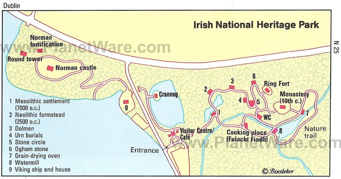 Irish National Heritage Park - Layout map