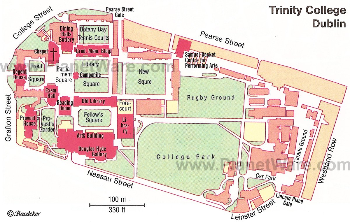Trinity College de Dublin - Carte du plan d'étage