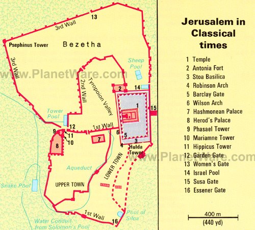 Ancient Jerusalem Map - Tourist Attractions