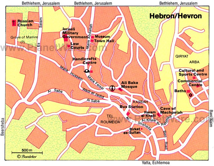 Hebron Karte - Touristenattraktionen