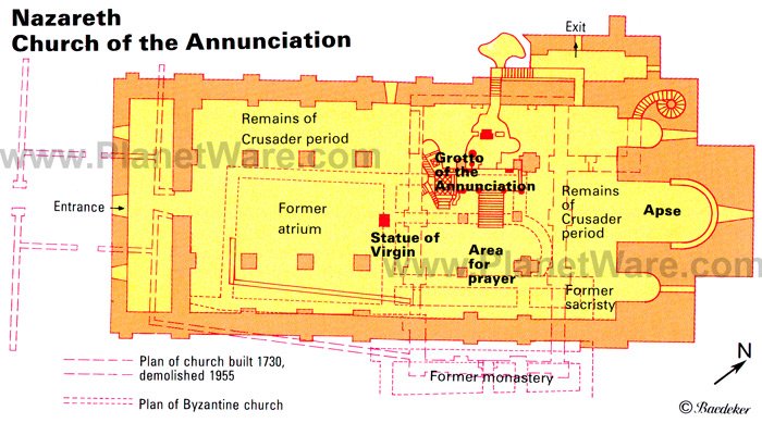 Nazareth - Église de l'Annonciation - Plan d'étage