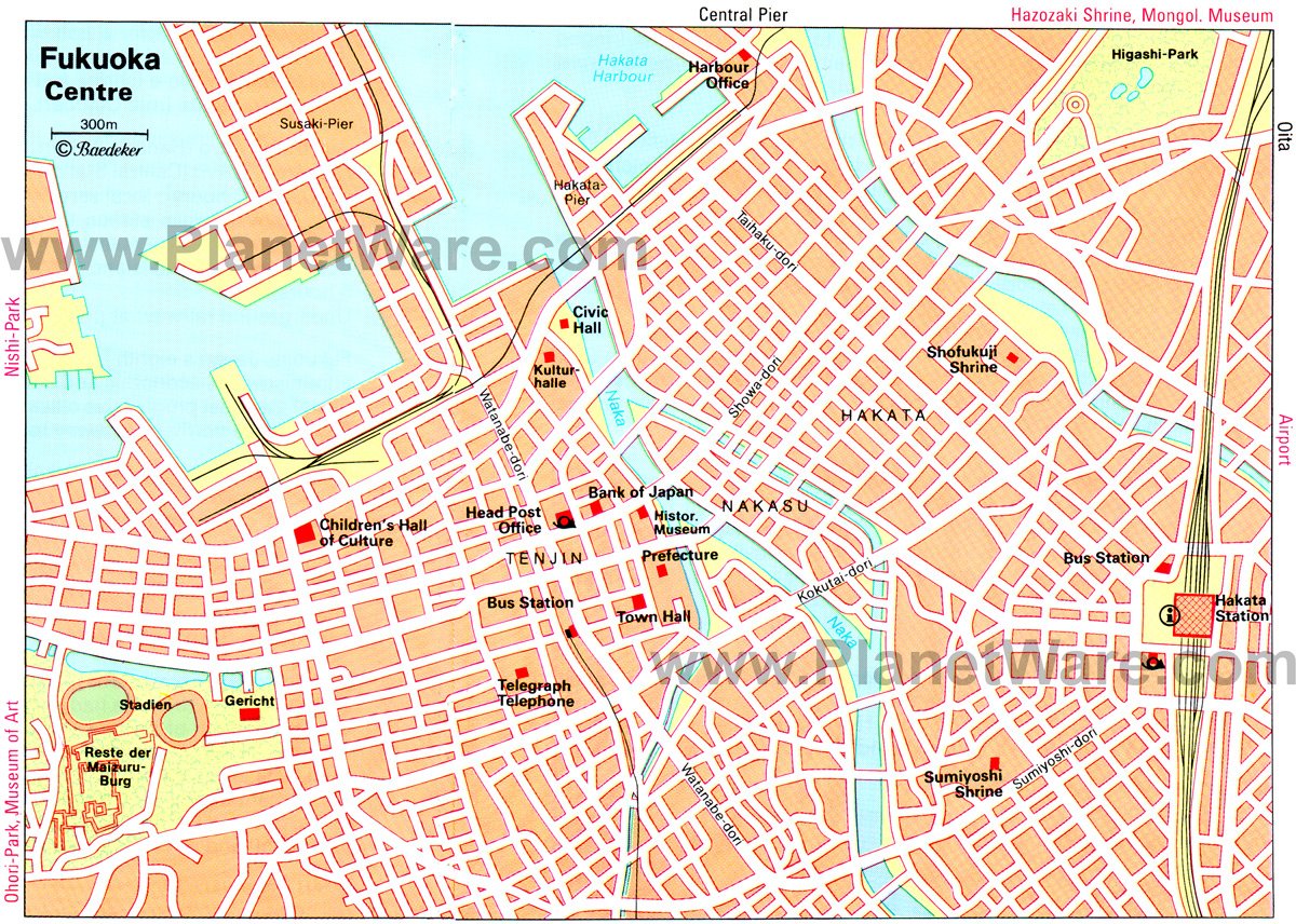 Fukuoka Centre Map - Tourist Attractions