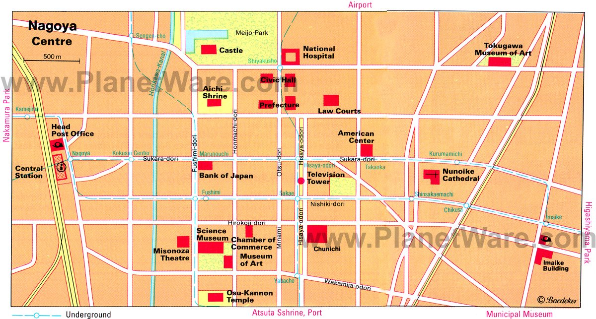 Nagoya Centre Map - Tourist Attractions