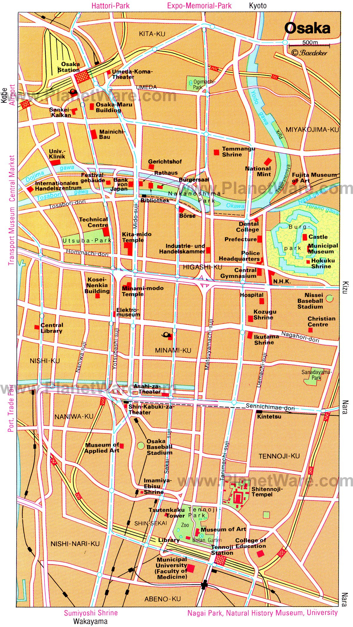 Osaka Map - Tourist Attractions