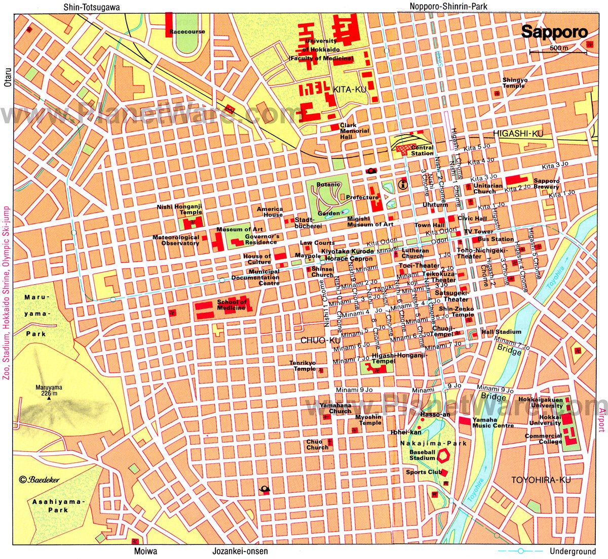 SAPPORO Map - Tourist Attractions