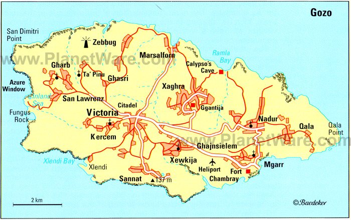 Gozo Map - Tourist Attractions