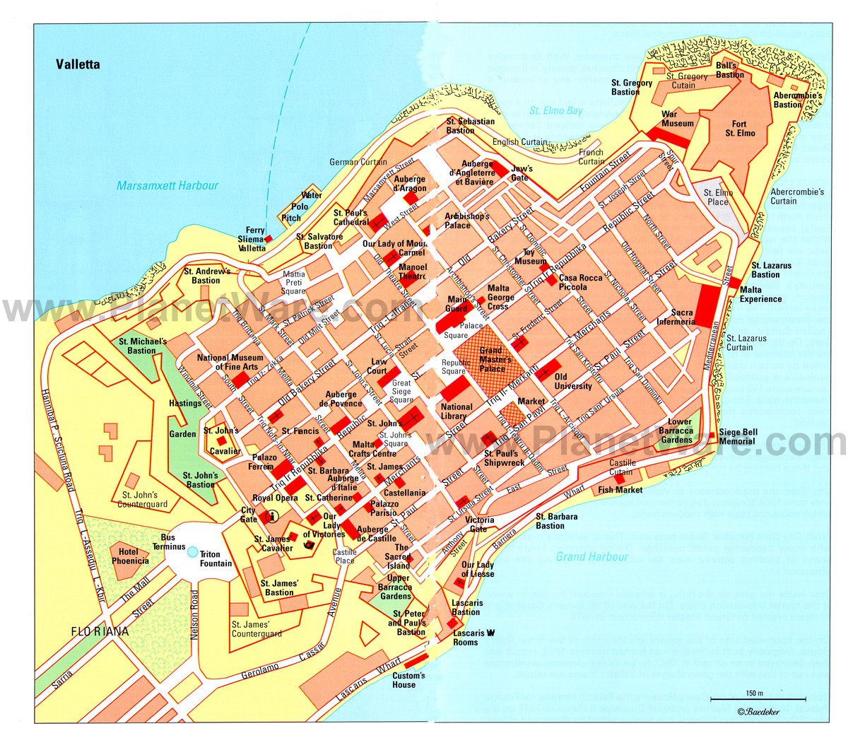 Valletta Map - Tourist Attractions